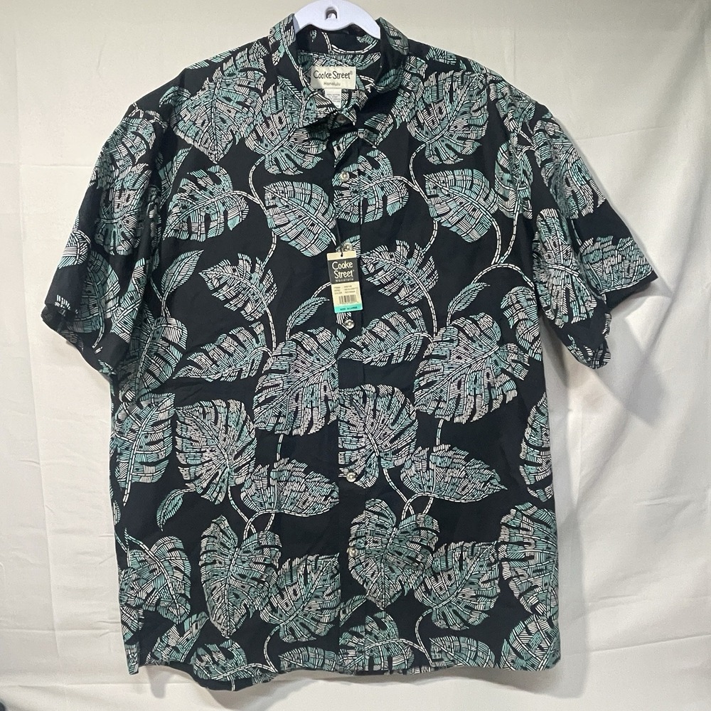 NWT Cooke Street Honolulu Button Up Hawaiian Shirt Monstera Leaf Print Mens XL